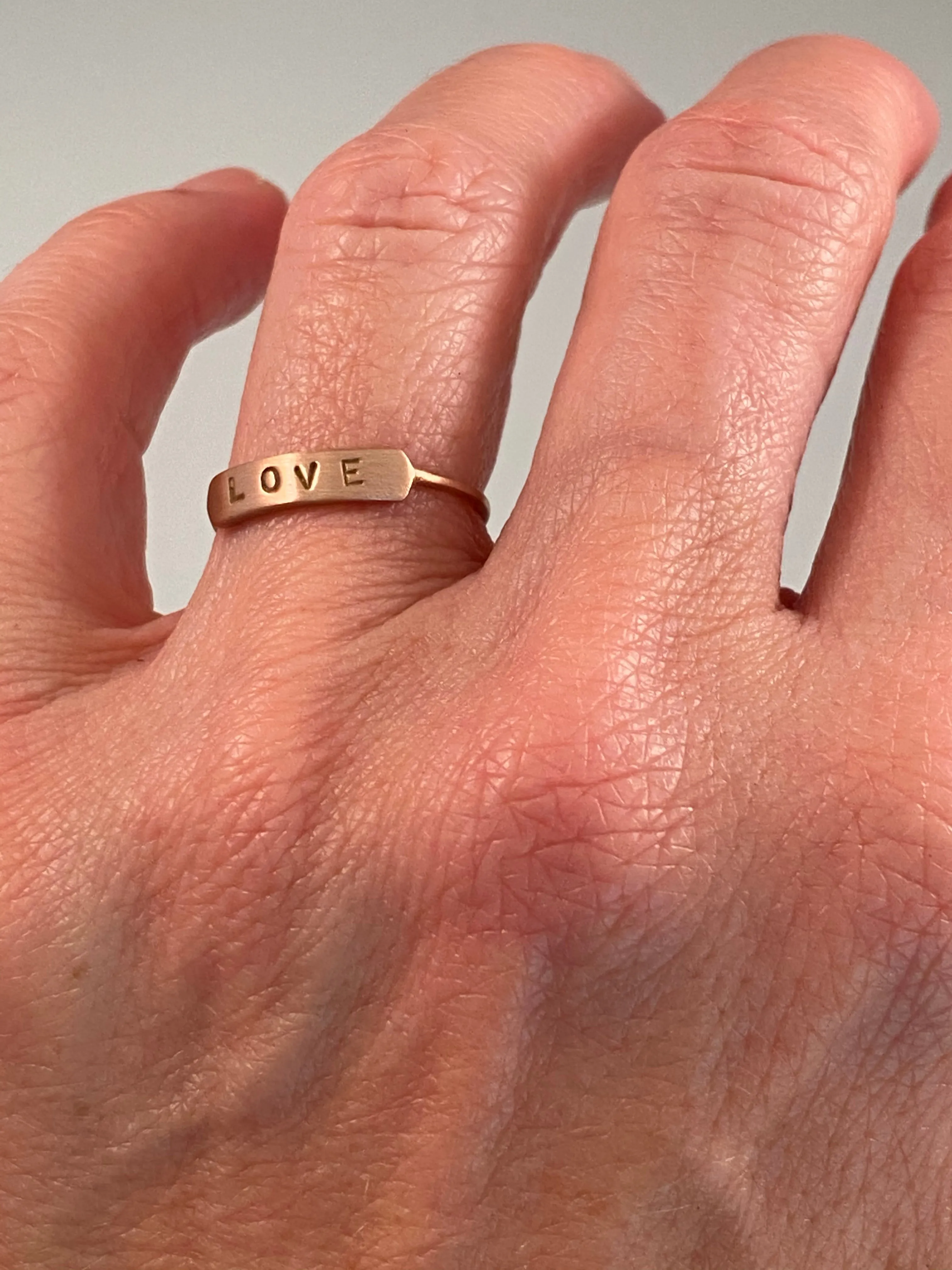 14K Solid Rose Gold LOVE Ring