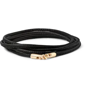 14K Yellow Gold Leather Triple Wrap Bracelet