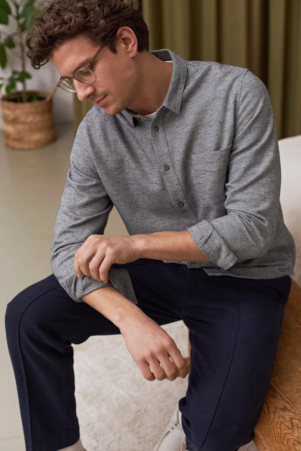 ABOUT COMPANIONS SIMON shirt eco smoky navy flannel