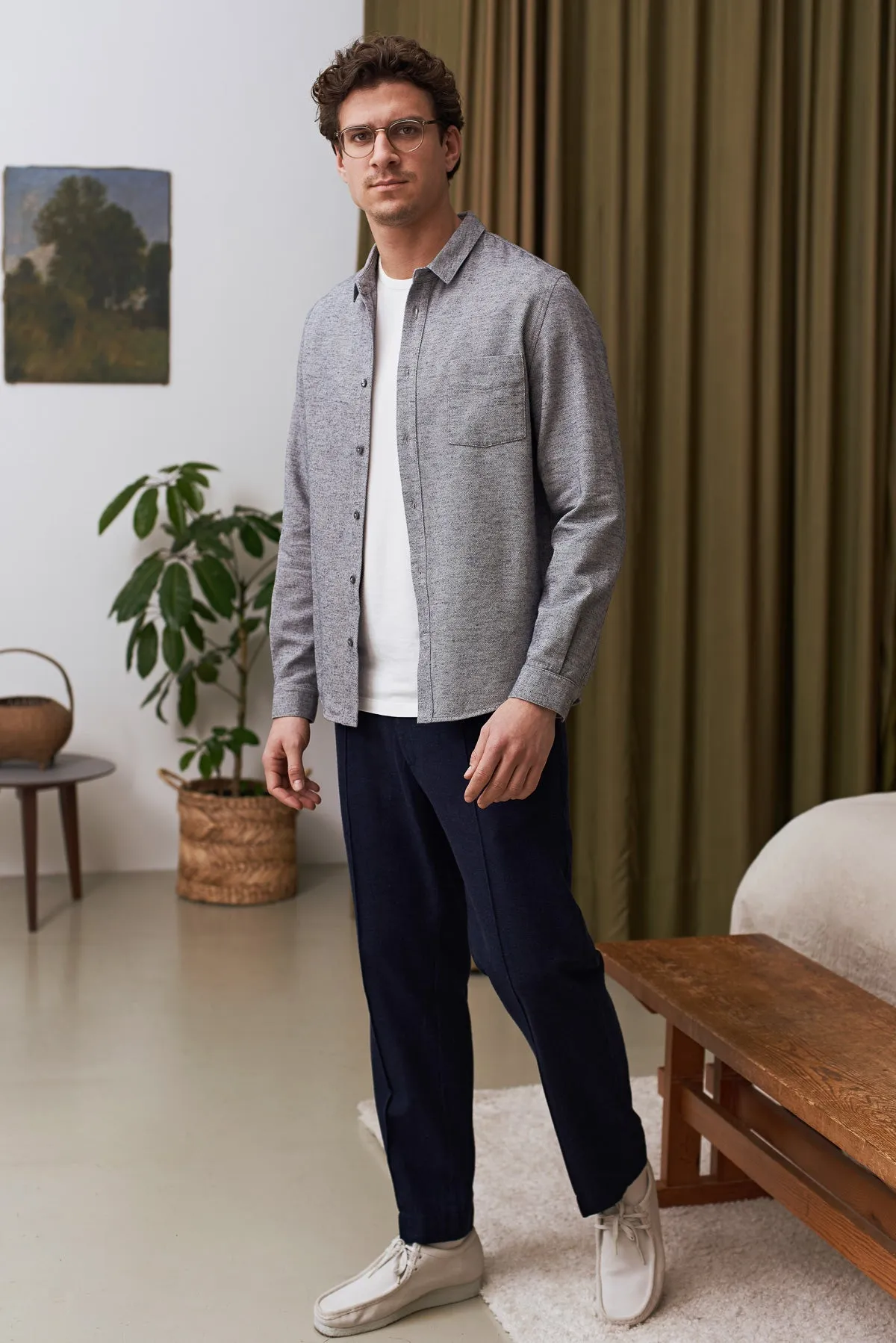 ABOUT COMPANIONS SIMON shirt eco smoky navy flannel