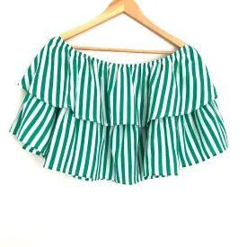 A.Calin by Flying Tomato Green Striped Off the Shoulder Blouse- Size S
