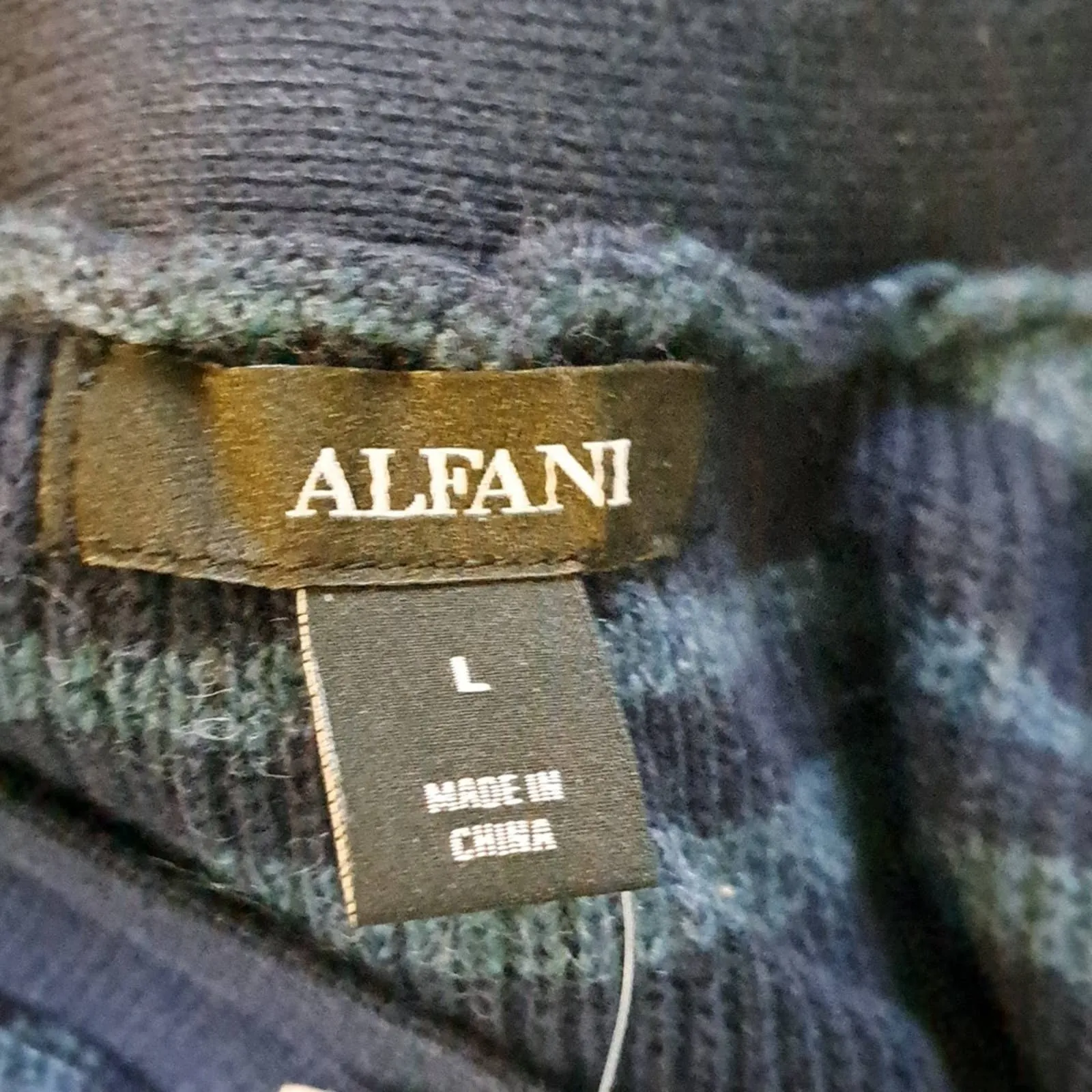 ALFANI Striped Button-Front Cardigan Sweater Large Navy