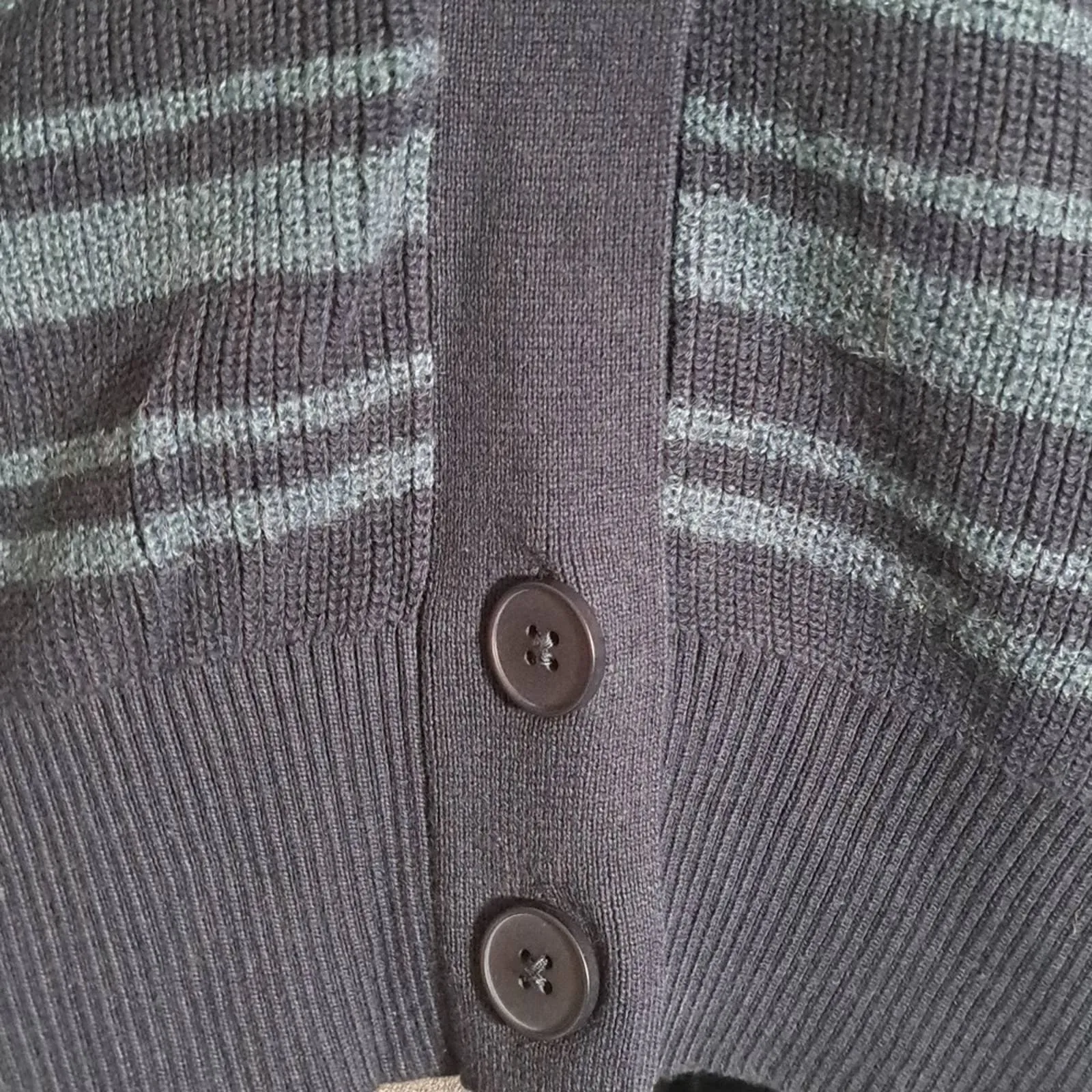 ALFANI Striped Button-Front Cardigan Sweater Large Navy