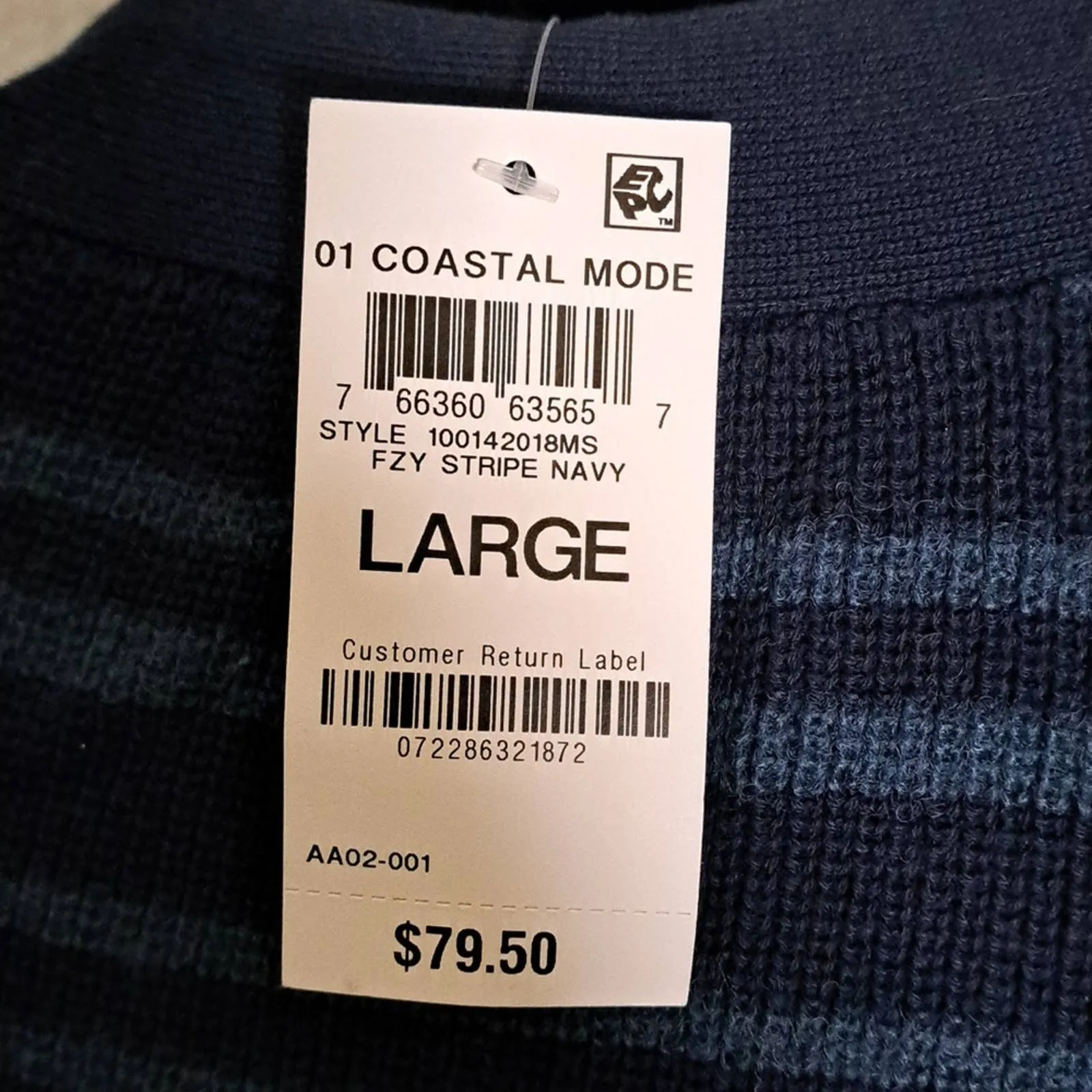 ALFANI Striped Button-Front Cardigan Sweater Large Navy
