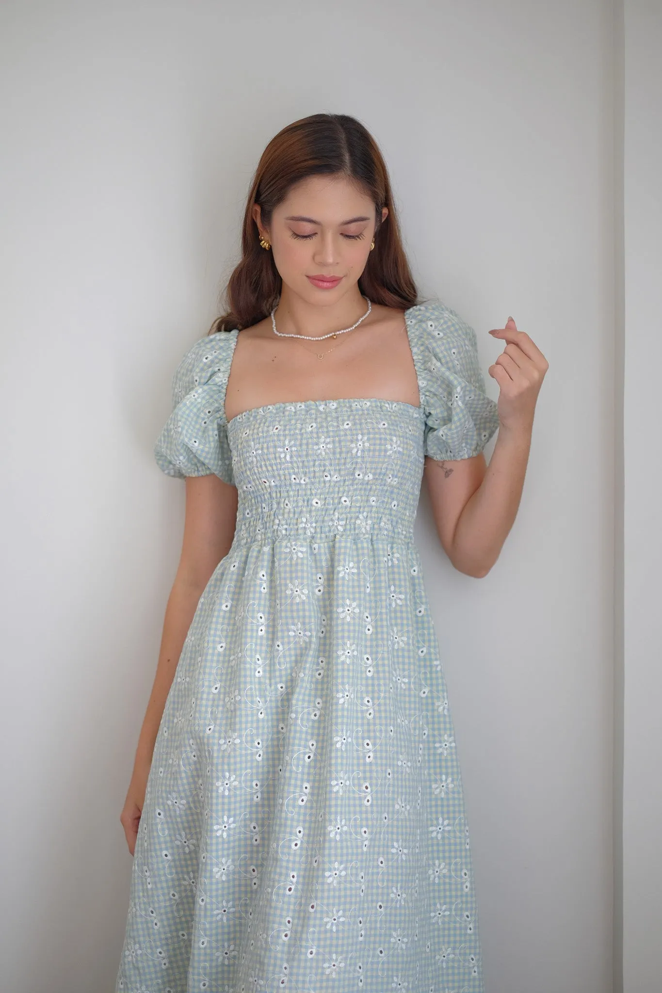 Alison Maxi Dress - powder blue eyelet