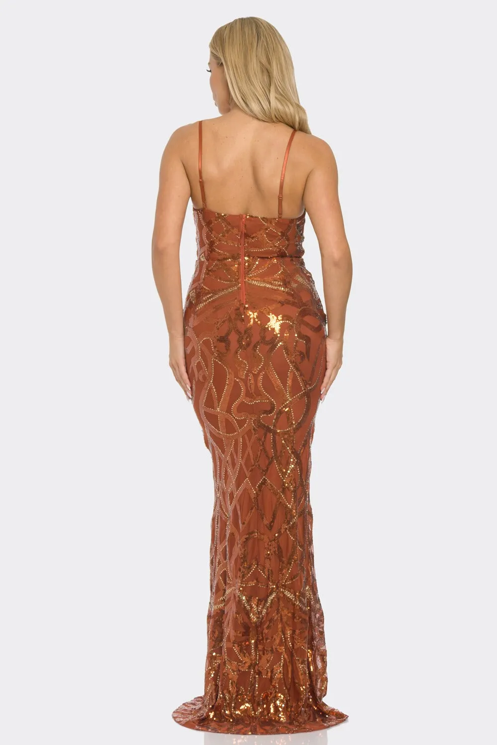 Alondra Copper Sequin Dress