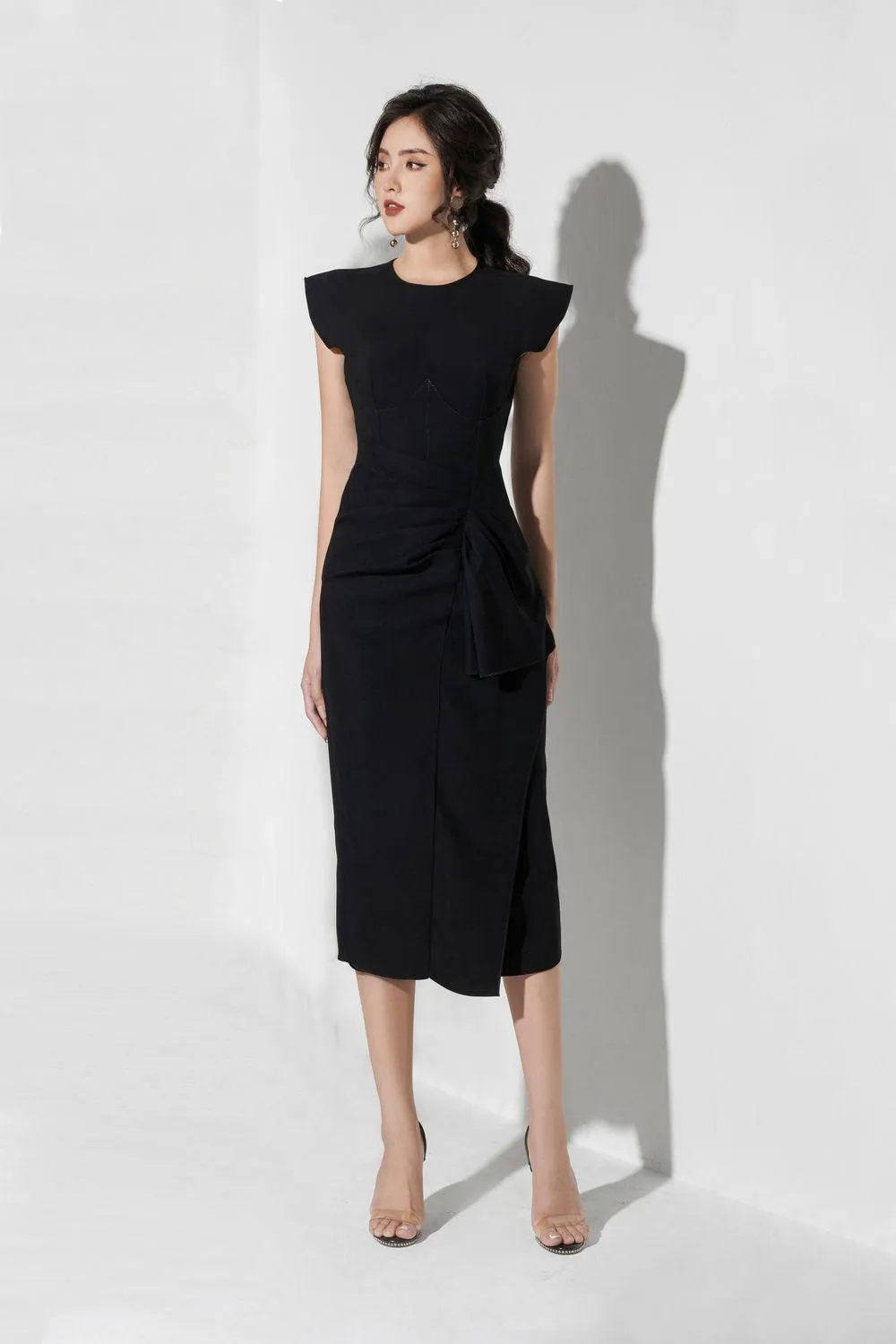 Amos Sheath Chest Cup Viscose Midi Dress