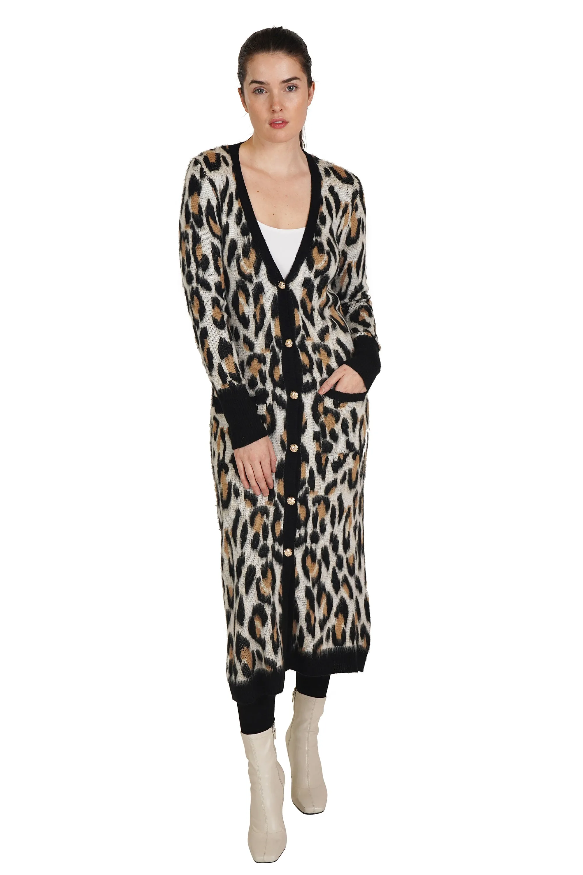 Animal Print Long Cardigan