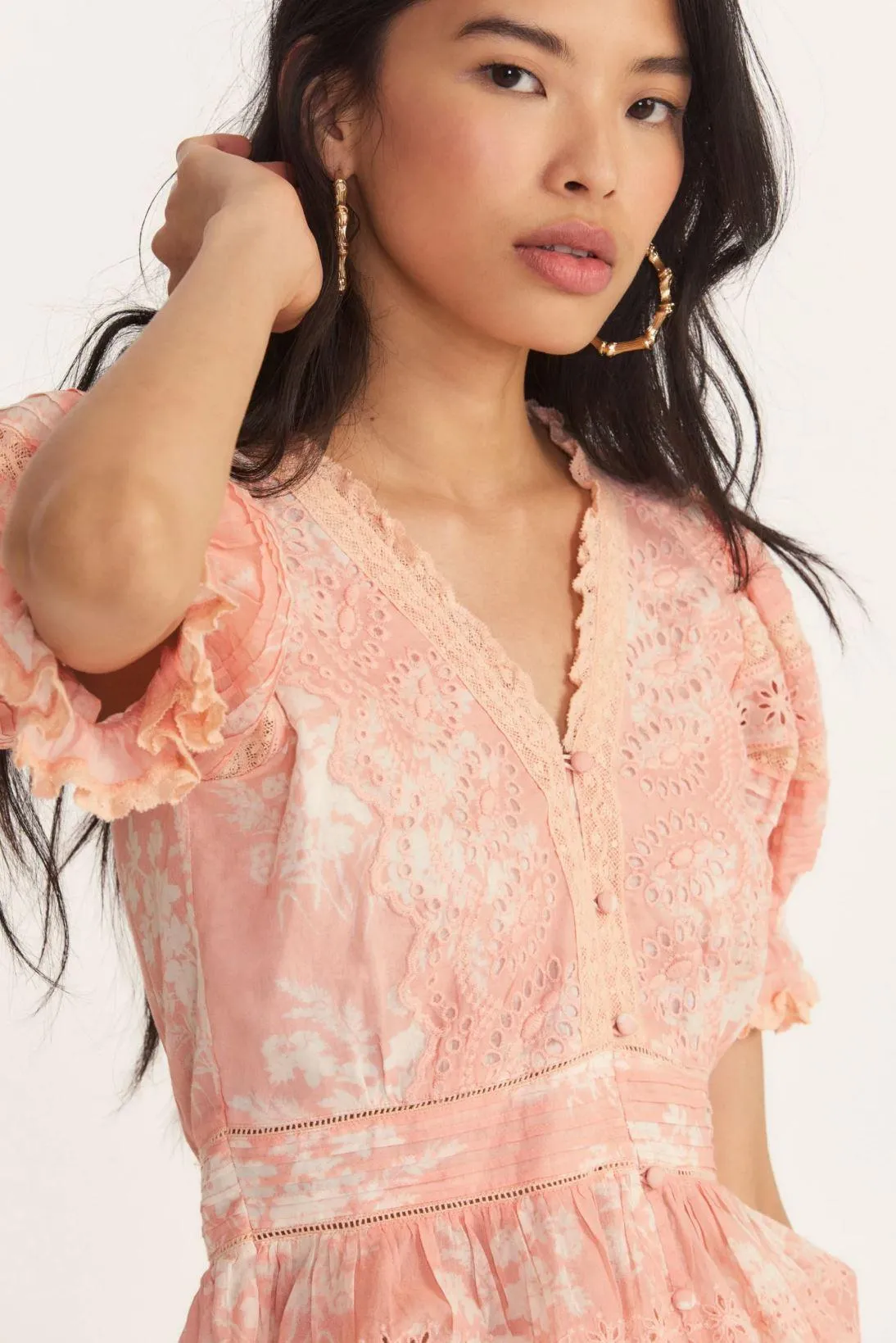 Annalee Blouse in Coral Romance