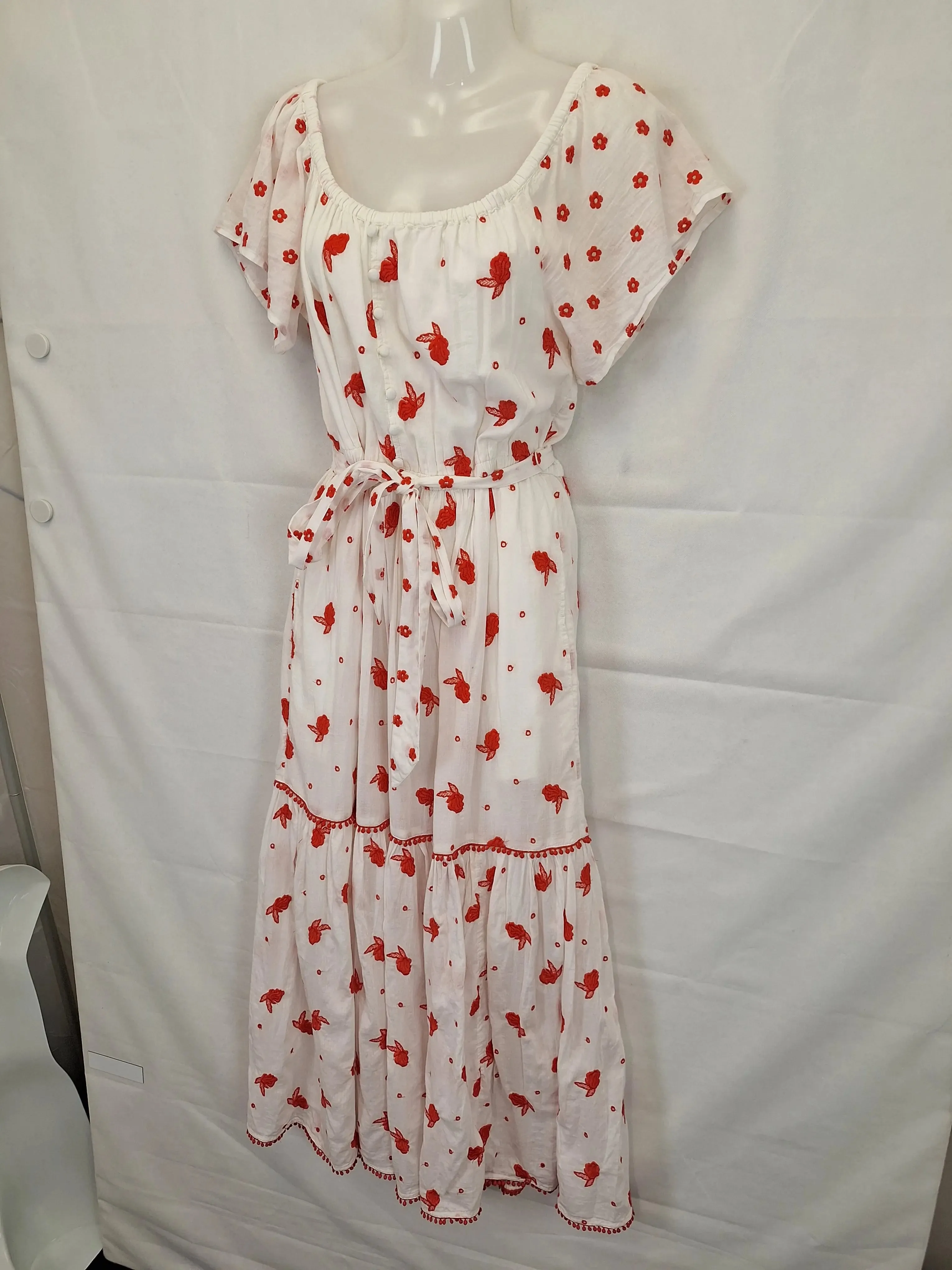 Anthropologie Floral Off Shoulder Maxi Dress Size M