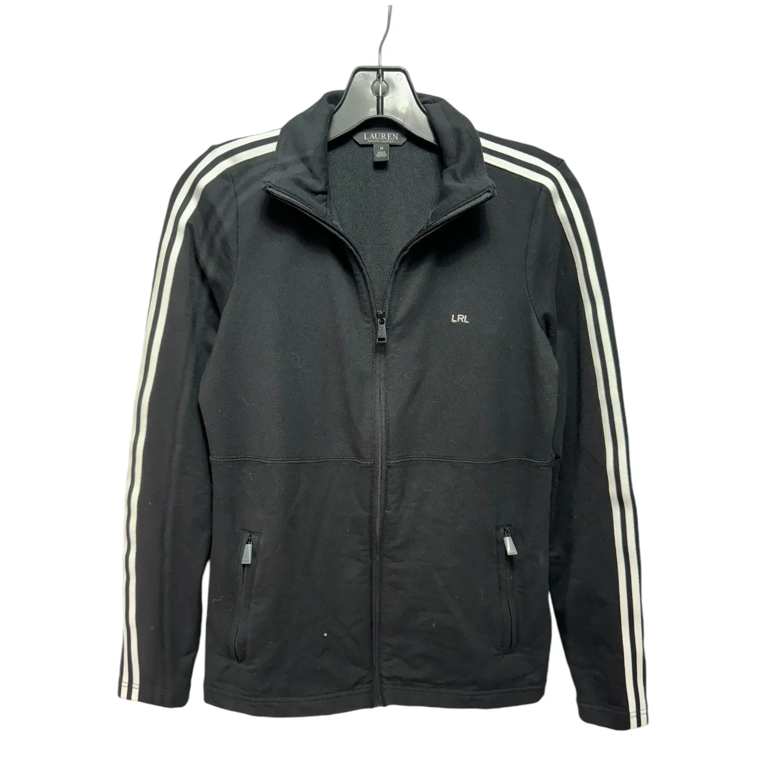 Athletic Jacket By Lauren By Ralph Lauren In Black & White, Size: M