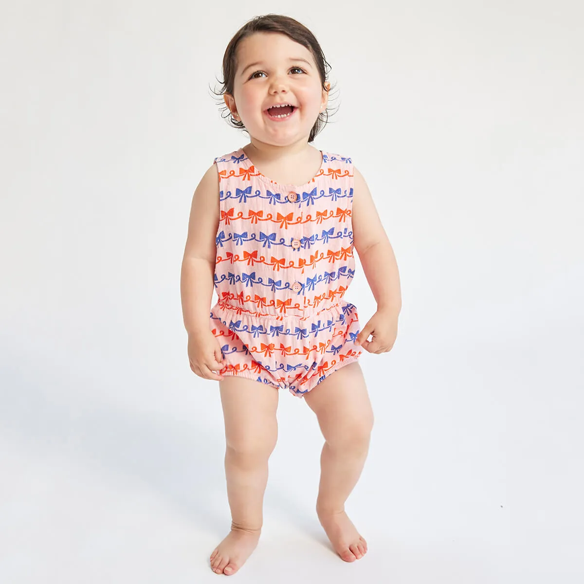 Baby Ribbon Bow Woven Romper by Bobo Choses