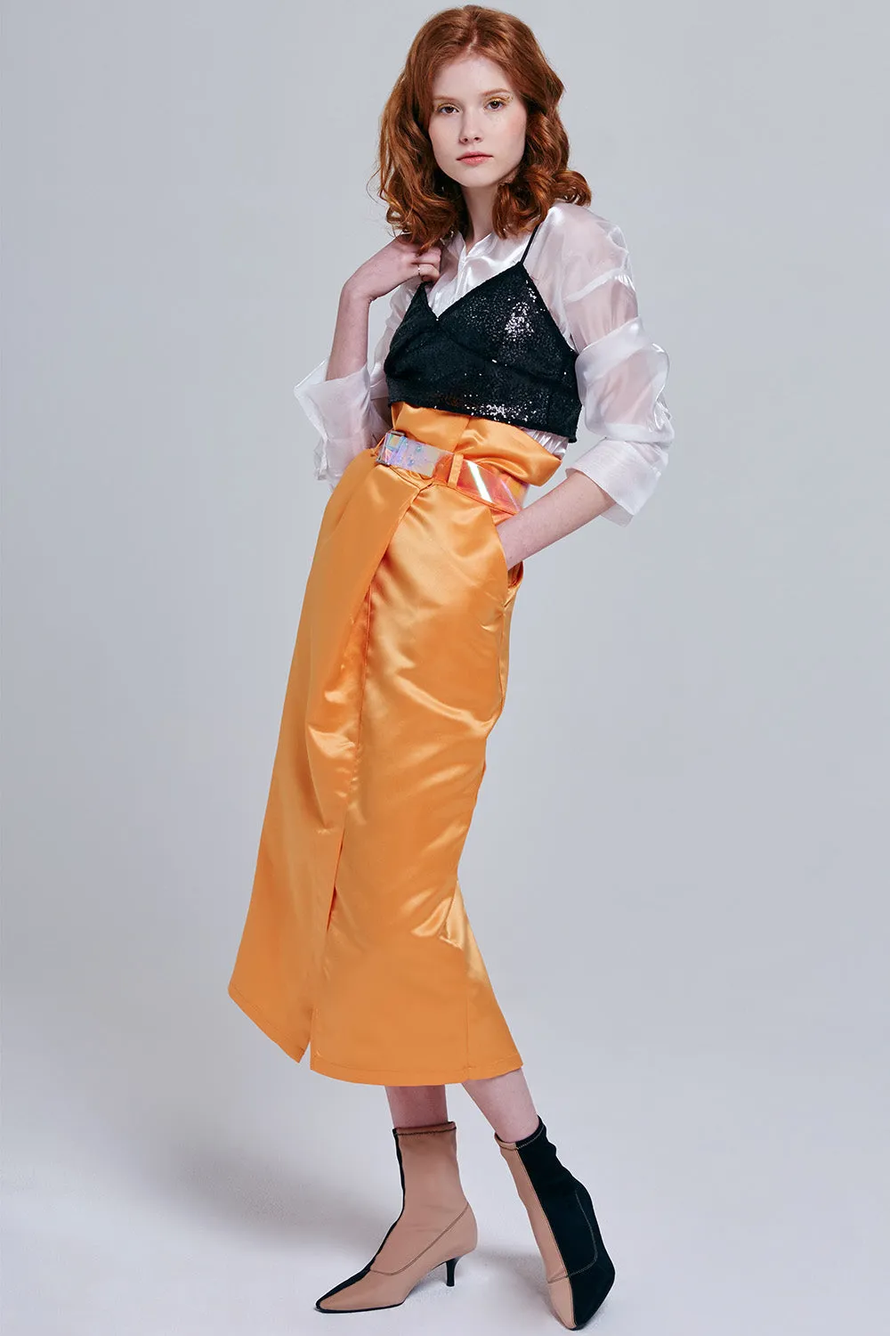 Bailey Silky Midi Skirt with Belt