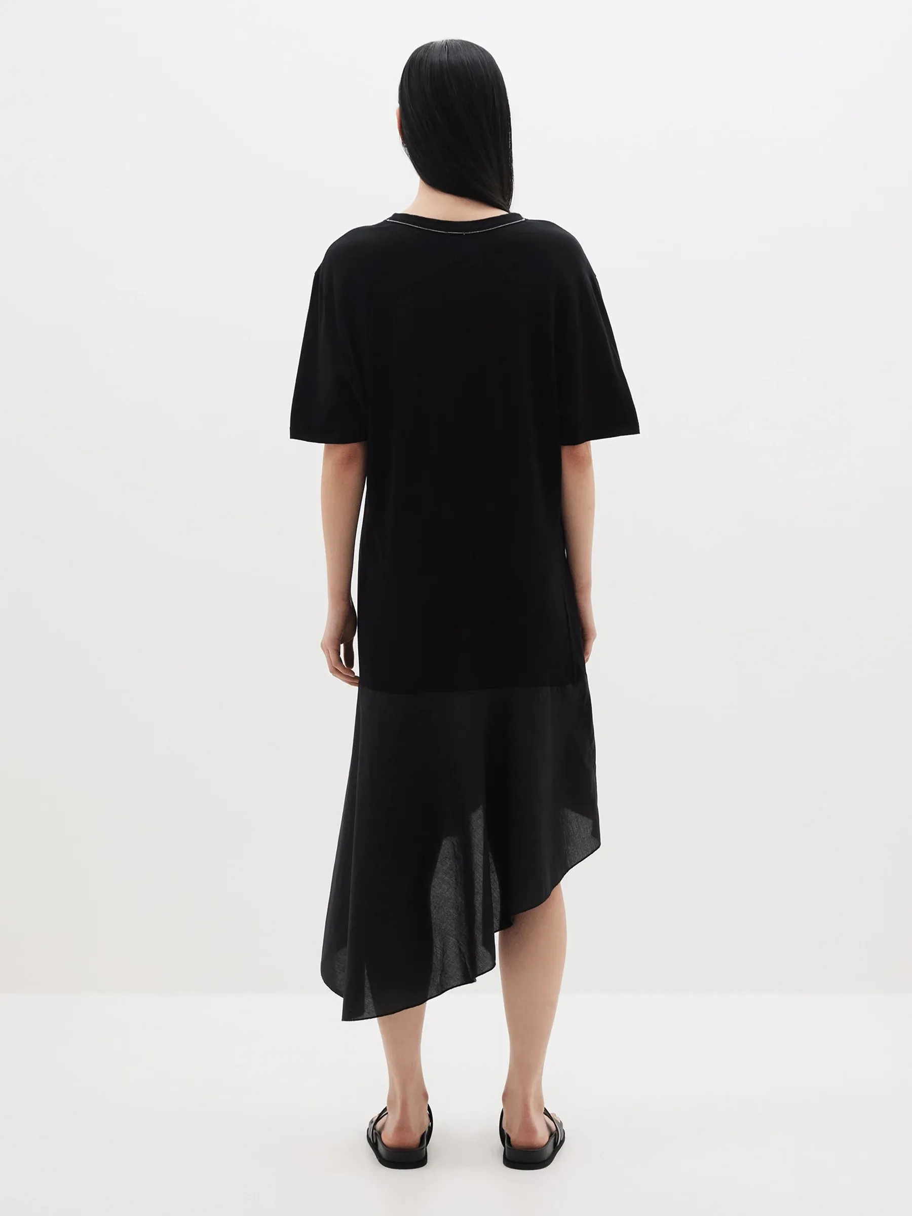 Bassike Contrast T.Shirt Dress - Black
