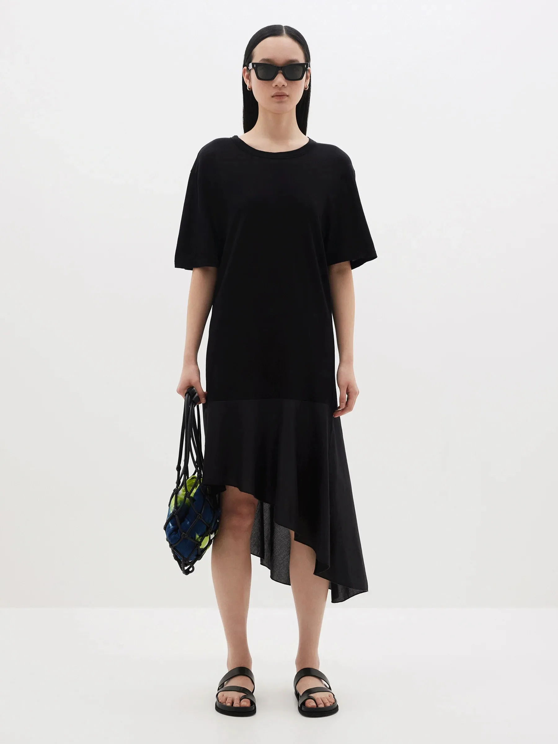 Bassike Contrast T.Shirt Dress - Black