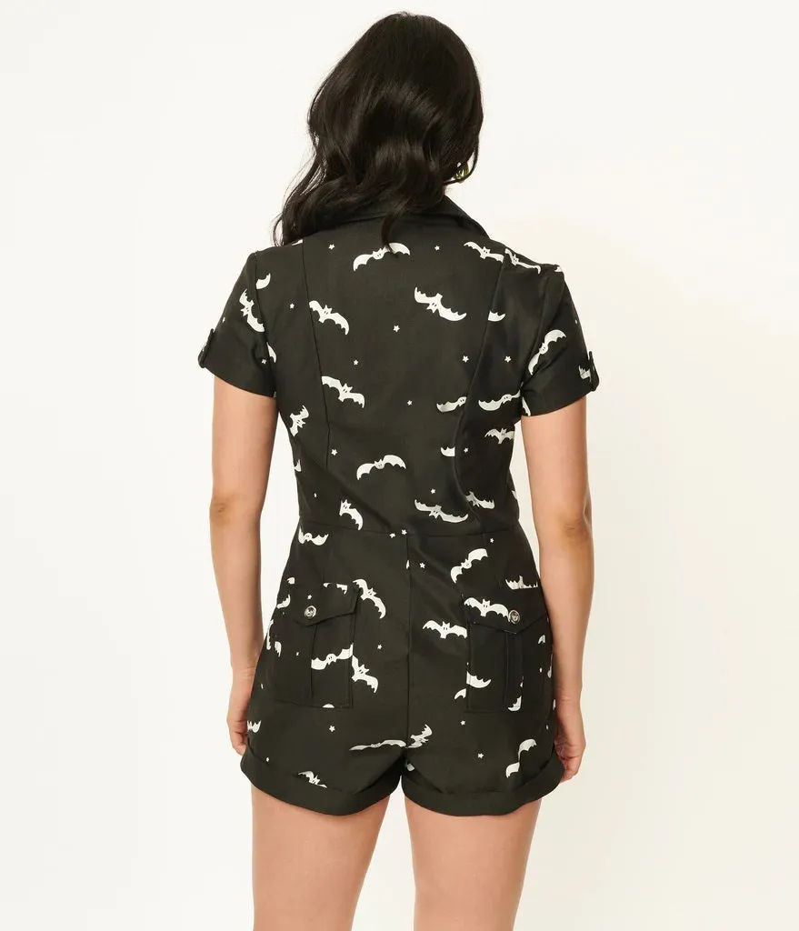 Glow-in-the-Dark Black Bat Print Mia Romper
