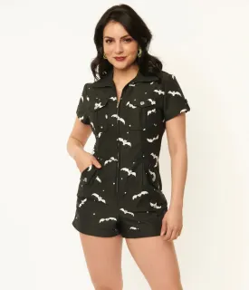Glow-in-the-Dark Black Bat Print Mia Romper