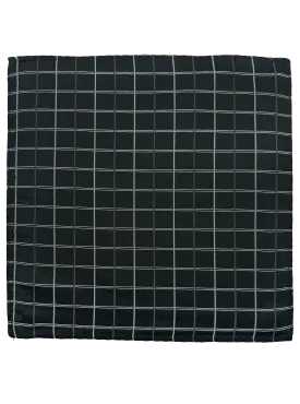 Black Checked Print Silk Pocket Square