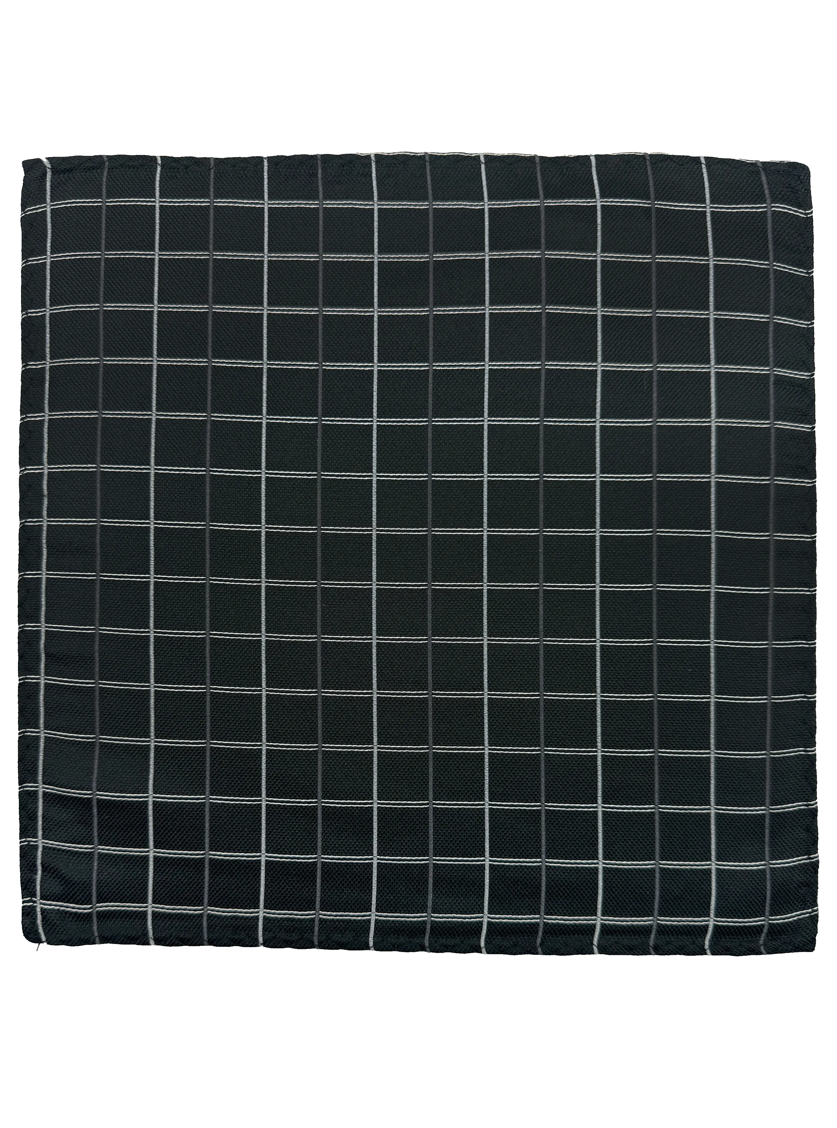 Black Checked Print Silk Pocket Square