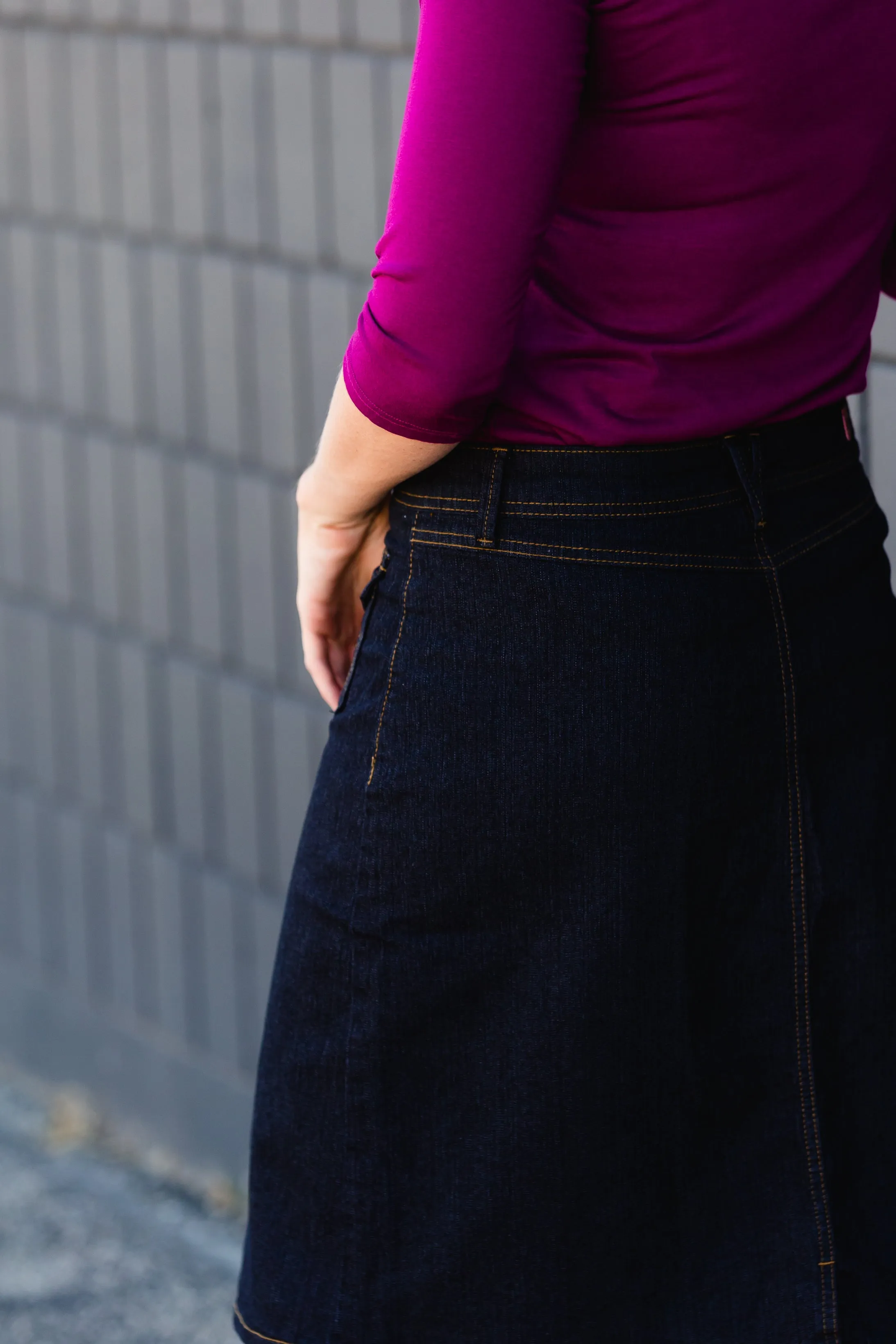 Black Denim Pocket Detail Midi Skirt - FINAL SALE