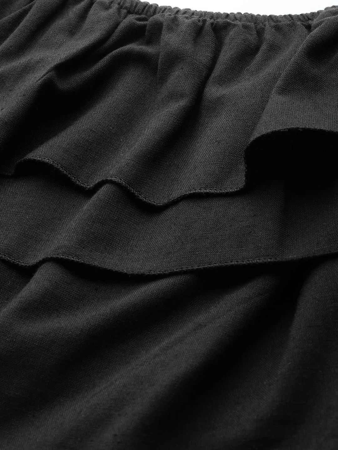 Black Off Shoulder Layer Crop Top