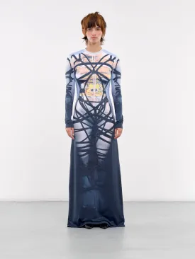 Bondage Print Dress (104DR006-J104-BLUE-BLACK)