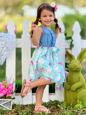 Bunny Bows Chambray Easter Dress