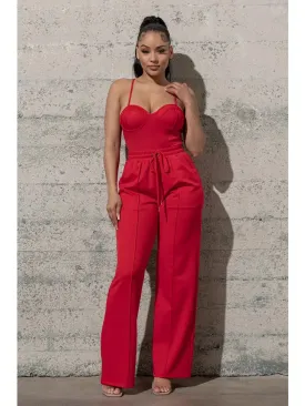 Bustier Bodysuits w/ Elastic Waist Wide Leg Pants