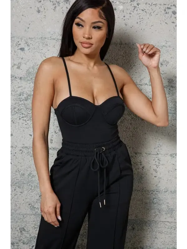 Bustier Bodysuits w/ Elastic Waist Wide Leg Pants