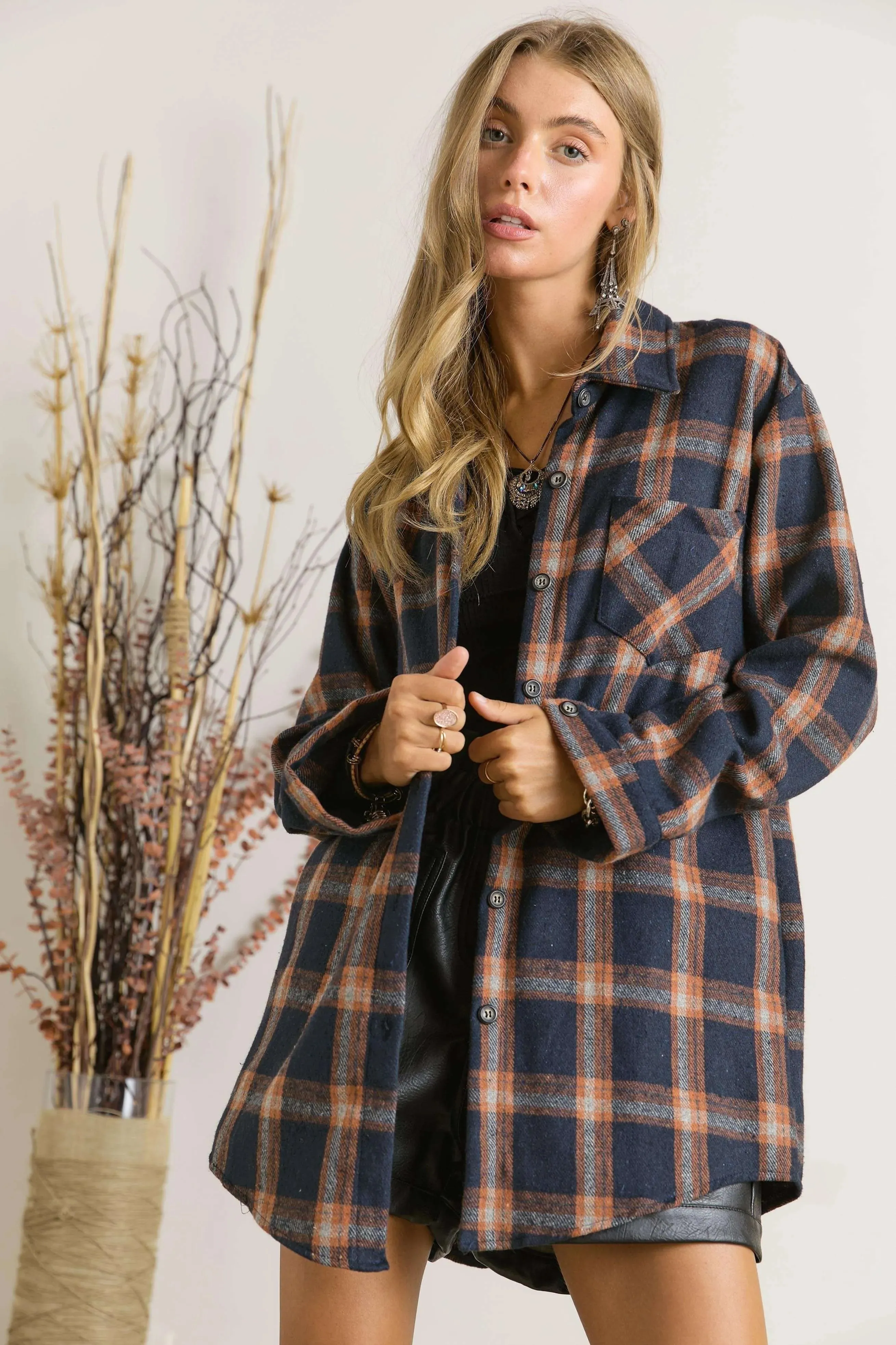 Button Down Flannel Shirt Plus Size