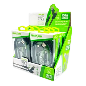 Charging Cable USB-C to USB-C with USB Adapter 4FT 100 Watts - 6 Pieces Per Retail Ready Display 25080