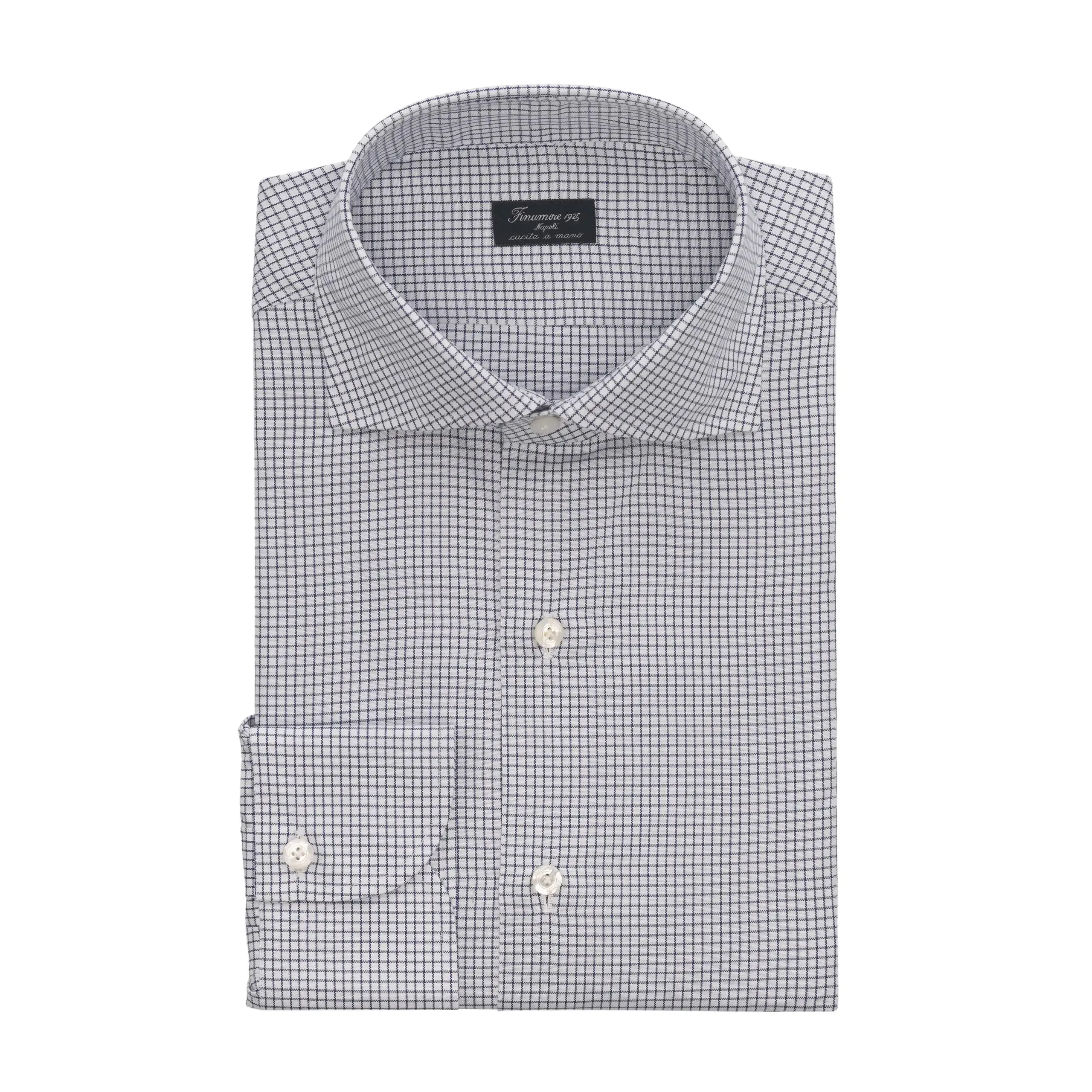 Checked Cotton Shirt in Blue and White