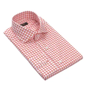 Checked Cotton Shirt in White and Orange