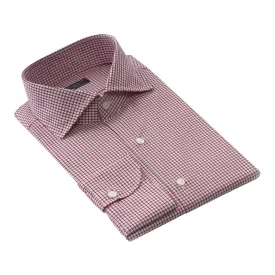 Checked Cotton Shirt in Wine Red