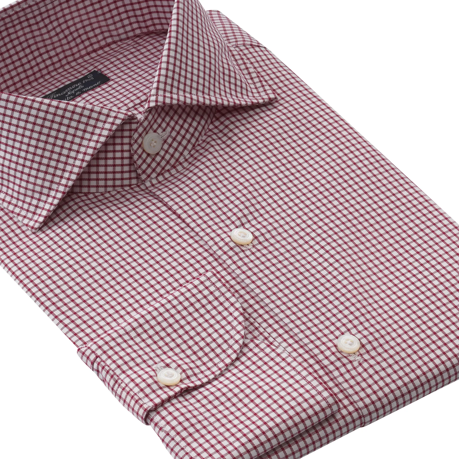 Checked Cotton Shirt in Wine Red