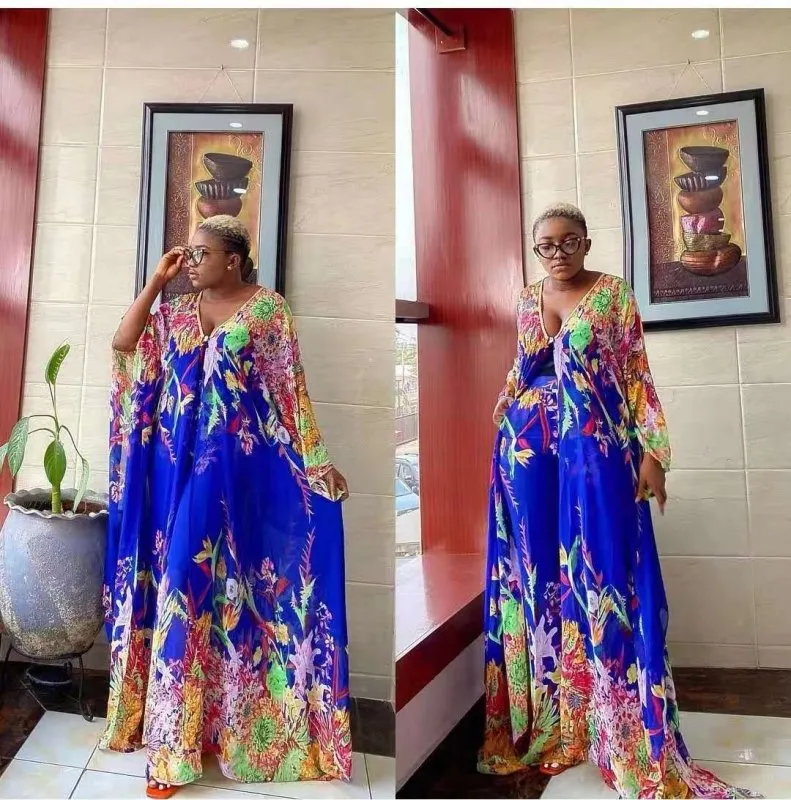 Chiffon cardigan loose pants two-piece set African robe