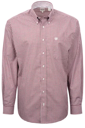 Cinch Checked Button-Front Shirt - Burgundy