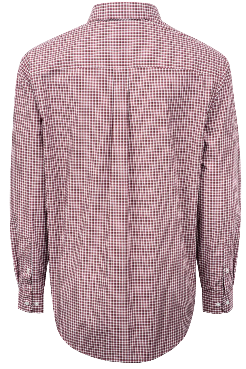 Cinch Checked Button-Front Shirt - Burgundy