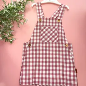 Cocote Girls Grape Checked Pinafore Dress