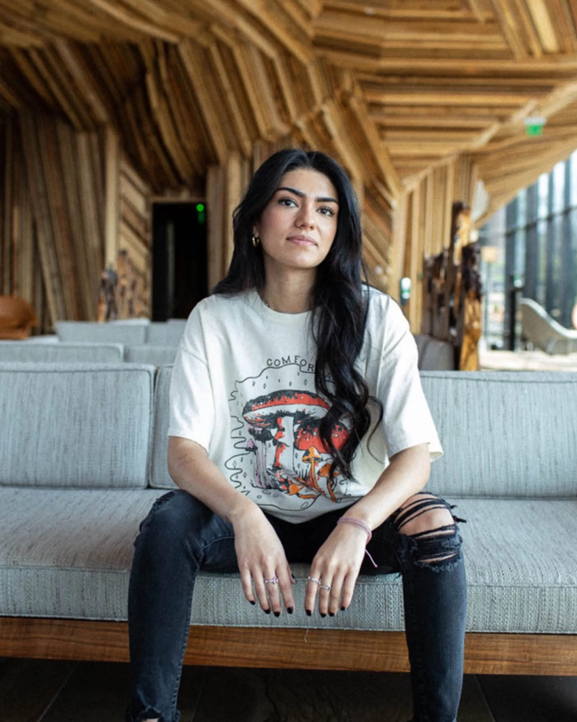 Comfortably Numb Off White Thrifted Tee