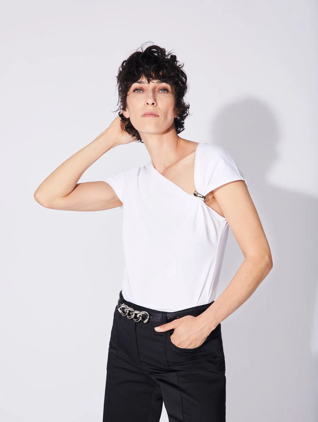 Cotton Jersey Draped T-Shirt