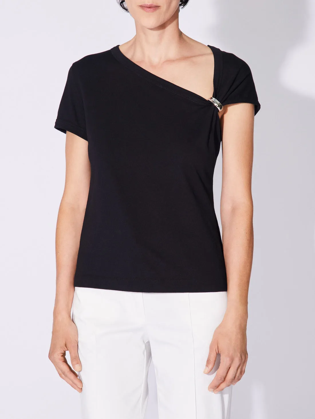 Cotton Jersey Draped T-Shirt