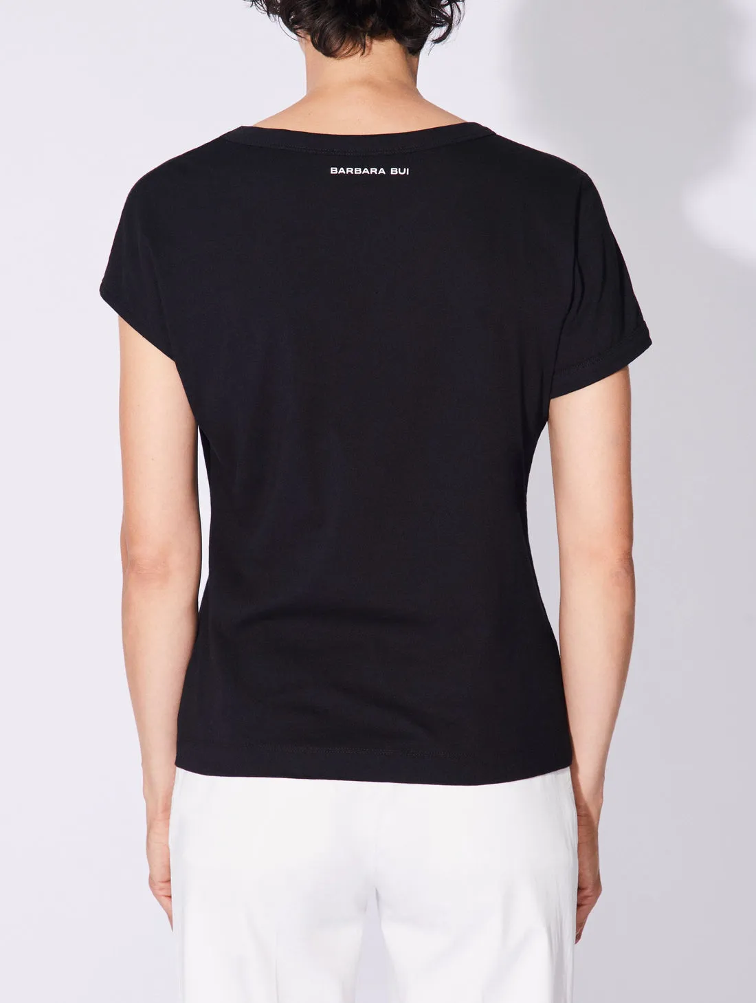 Cotton Jersey Draped T-Shirt