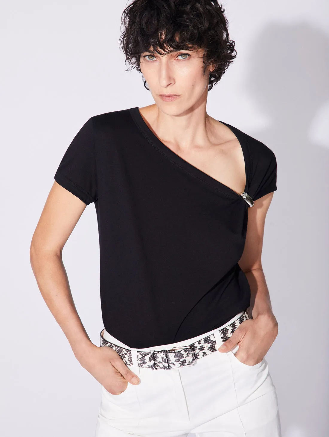Cotton Jersey Draped T-Shirt