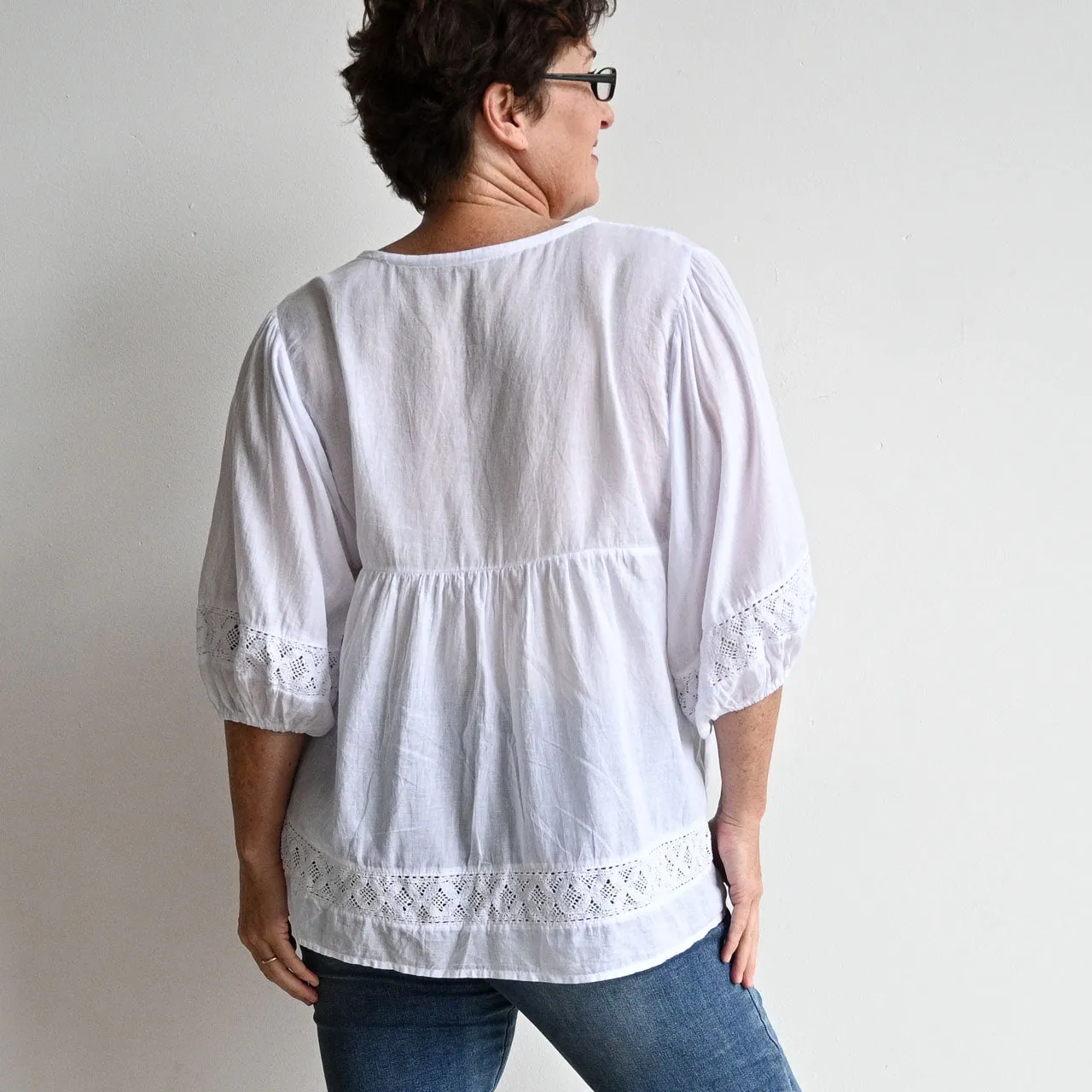 Cotton Lace Peasant Blouse