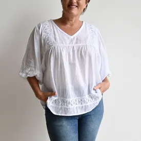 Cotton Lace Peasant Blouse