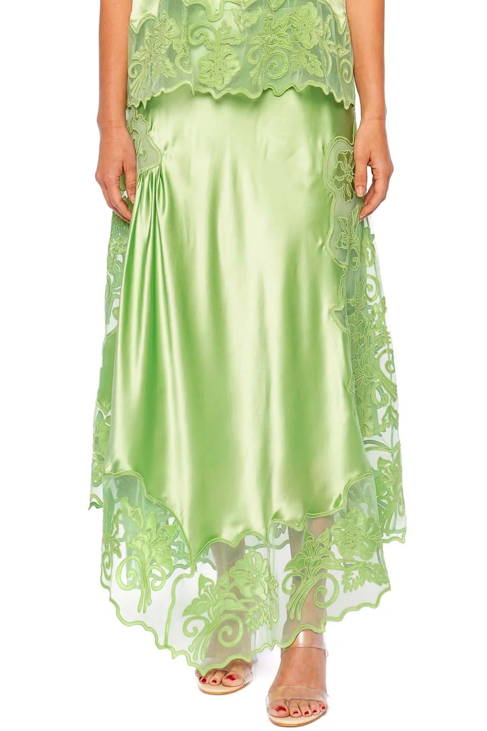 Cressida Silk Lace Midi Skirt