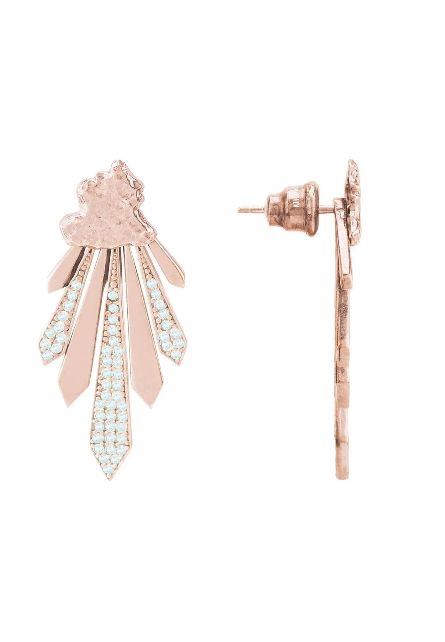 Deco Fan Ear Jacket Aqua Rosegold