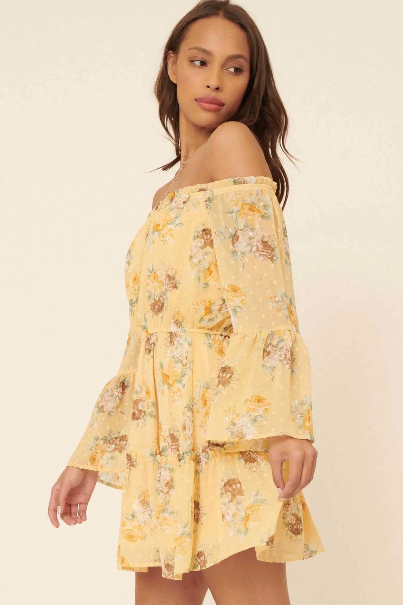 Deeper Love Floral Off-Shoulder Peasant Dress