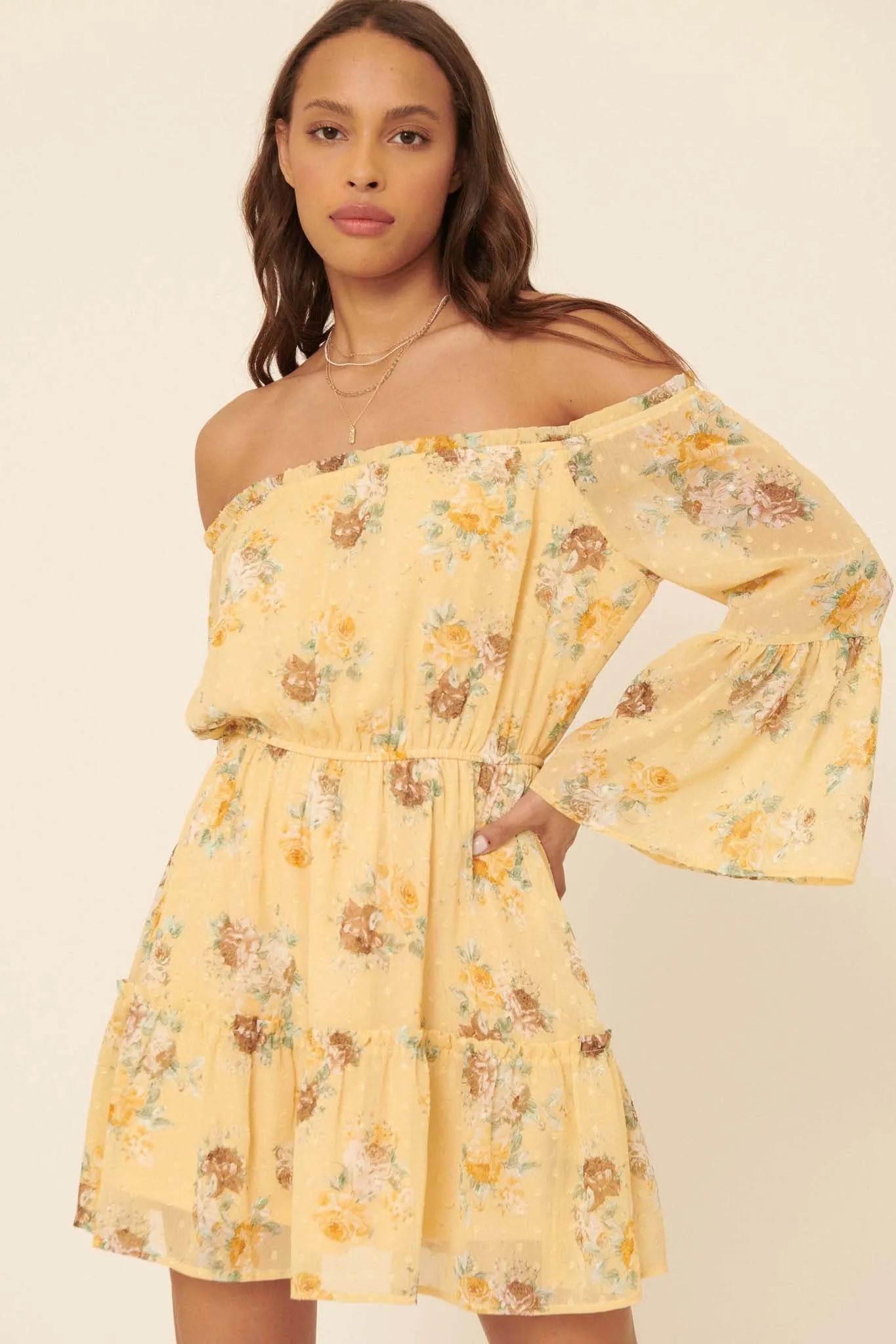 Deeper Love Floral Off-Shoulder Peasant Dress